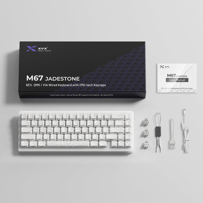 XVX M67 JadeStone VIA Tri-Mode Mechanical Keyboard with IMD-Tech Keycaps (Stellar White)